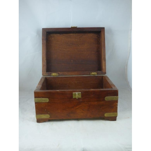 122 - Vintage Brass and Wood Storage Box