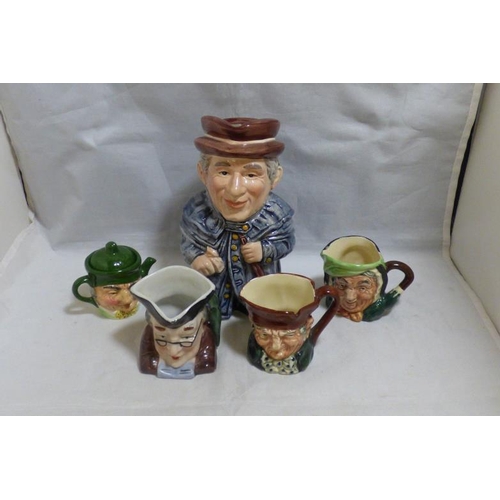 112 - Five Character Jugs including two Royal Doulton