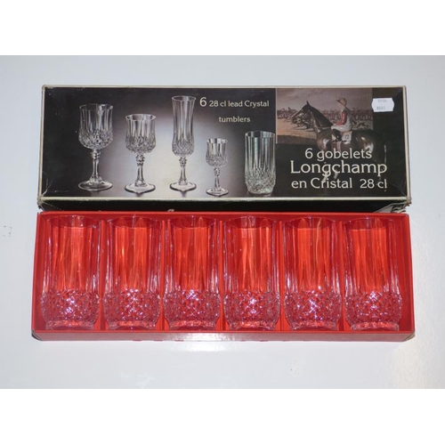 119 - Set of six Longchamp crystal goblets in original box