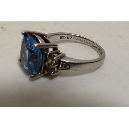 3 - Sterling Silver Blue Stoned Ring
