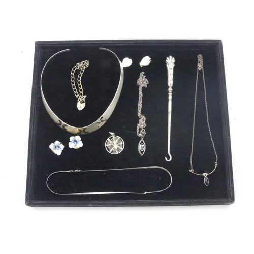 55 - Mixed Selection of Silver Including Boot Tie, Earrings, Necklaces and More