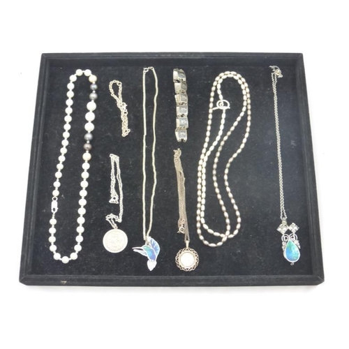 57 - Mixed Tray of Silver Including St Christopher, Bracelets and Necklaces