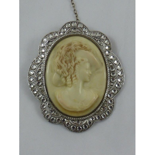 18 - Charles Horner Silver marked Cameo Broach