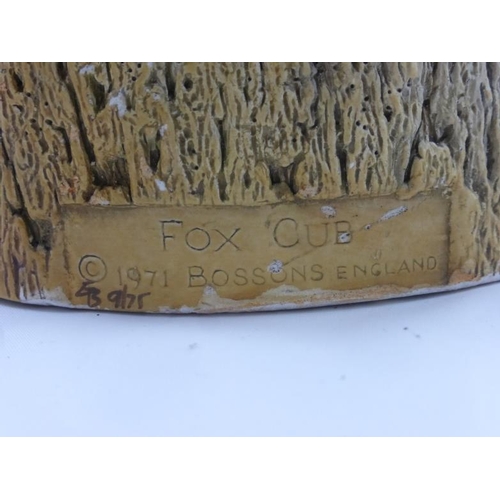 143 - A 1957 Bossons Fox cub wall hanging plaque approx 7 inches