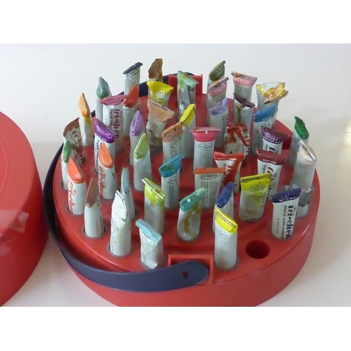 144 - Collection of Liquid embroidery paints in handy carry case