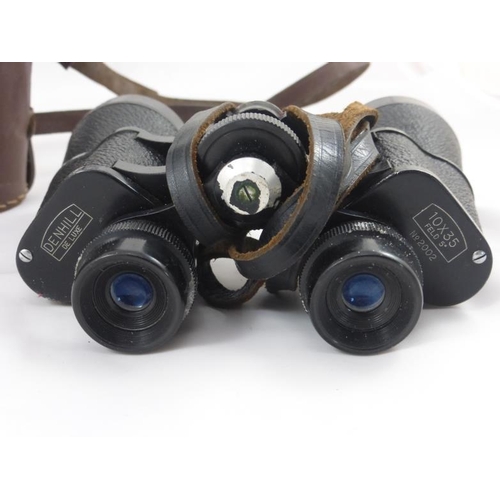 161 - Vintage DENHILL De luxe 10 x 35 Binoculars No. 2002 in case with leather strap