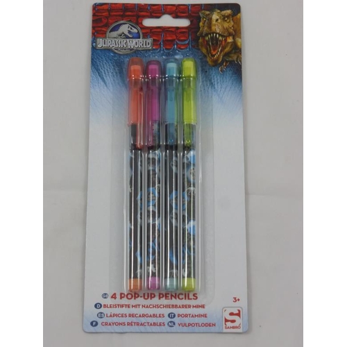 495 - Four Packs of Jurassic World Pop up Pencils