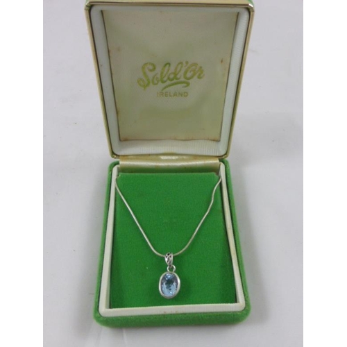 18 - Sterling Silver and Blue Topaz pendant Necklace complete with Presentation Box