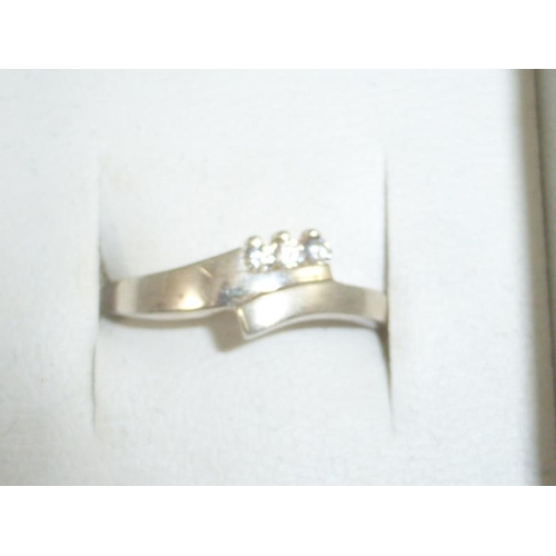 24 - Silver 925 Polished and Satin 3 Stone Ring in Presentation Box