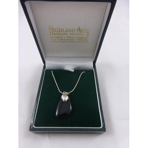 155 - Silver 925 and Black Onyx Pendant Necklace complete with Presentation Box