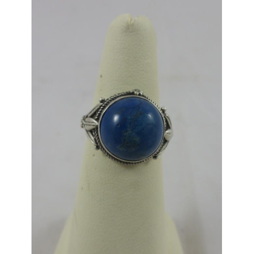 70 - Antique silver and Lapis Lazuli Ring complete with Presentation Case