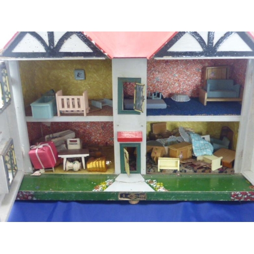 127 - Vintage GB Toy Dolls House Complete with Furniture