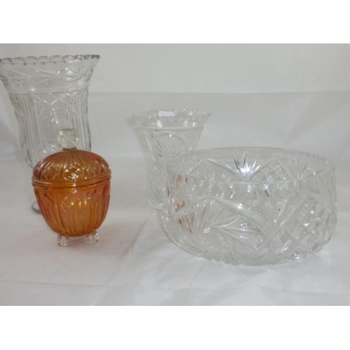 128 - Collection of Glassware to includes coloured and Crystal