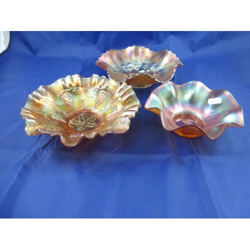 131 - Three Pieces of Carnival Glass