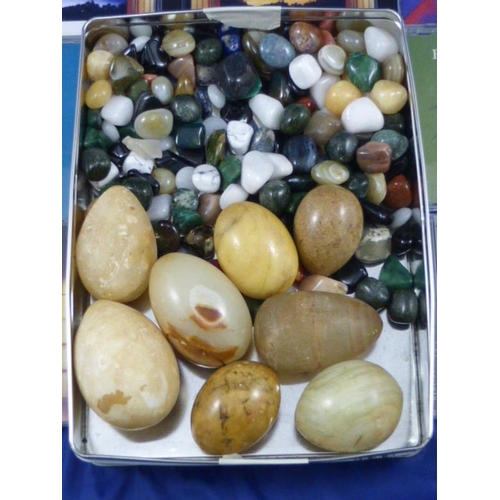 599 - Selection of Semi Precious Stones and Marble eggs, with a selection Six Meditation CDs