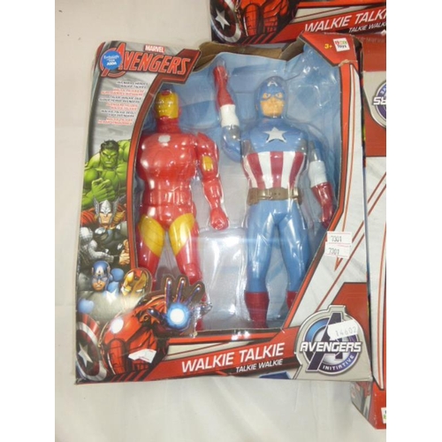 606 - Three marvel avengers walkie talkie sets