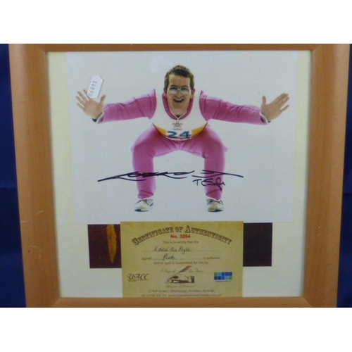 178 - Signed Eddie the Eagle Photo in frame includes Certificate of Authenticity