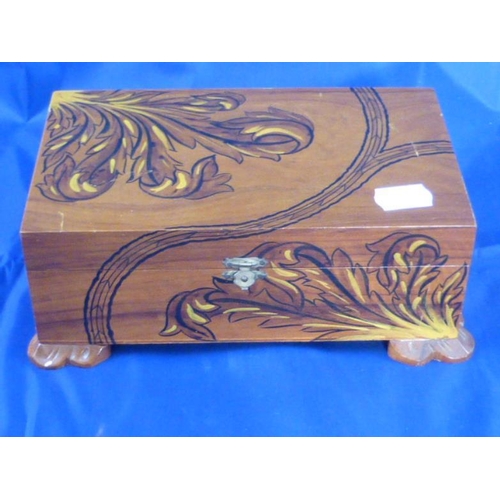 186 - Wooden musical jewellery box