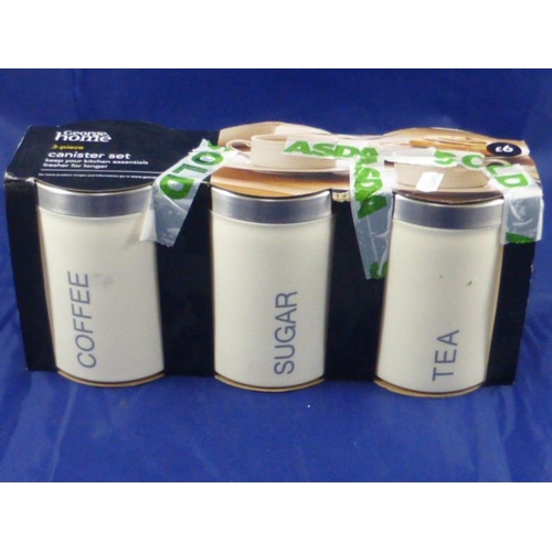 640 - New George Home 3 Piece Canister Set, Tea, Sugar and Coffee