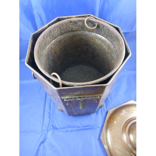 209 - Vintage Copper Coal Bucket complete with Lid