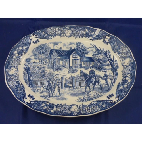 229 - Two large oval platters to include hunting scene