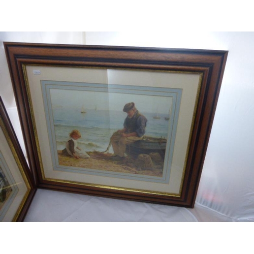 237 - Two Matching Wooden Framed and Glazed Prints Depicting 19th Century Fishing Scenes  (67cm x 57cm)