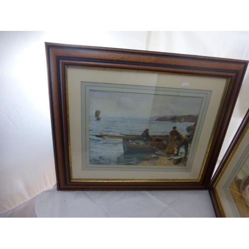 237 - Two Matching Wooden Framed and Glazed Prints Depicting 19th Century Fishing Scenes  (67cm x 57cm)