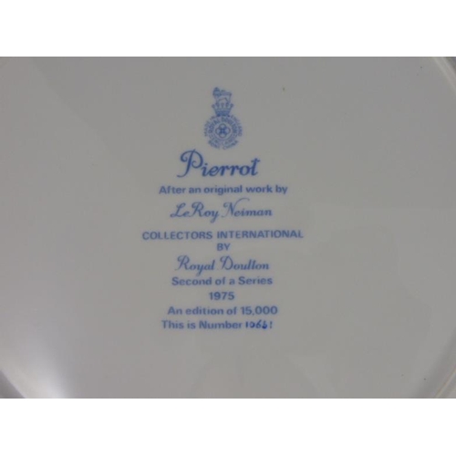 292 - Collection of three plates to include Royal Doulton Pierrot Collectors plate