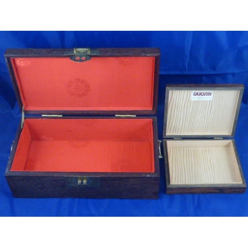 317 - Chinese Box with Brass Corners and Smaller Rosewood box