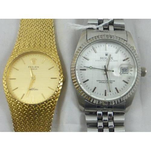 6 - Two Replica Rolex Watches to include Gold tone and Silver tone