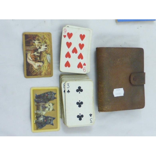 103 - Two Set's of Vintage Dog Themed Playing Cards in Leather Case and Boxed Patience Game in Original Bo... 