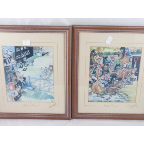 598 - Two Framed and Glazed Signed Danny Byrne Sporting Cartoon's