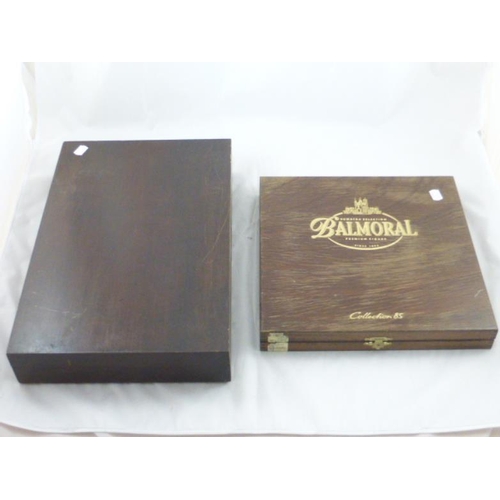 601 - Balmoral Cigar Box and Vintage Wooden Cutlery Box