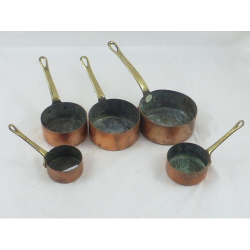 602 - Set of Graduated Copper and Brass Pans