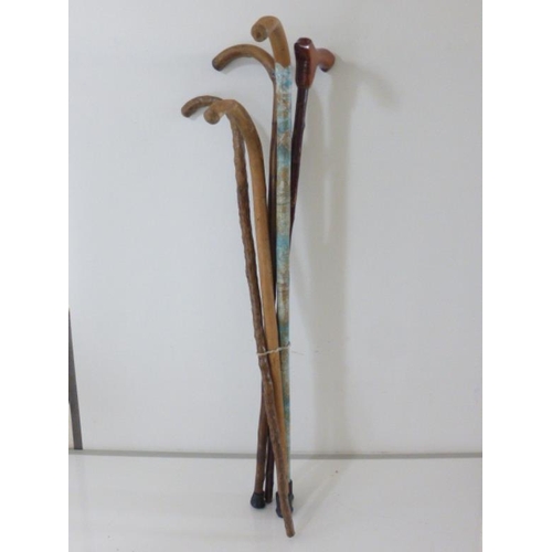 626 - Selection of Five Vintage Walking Stick