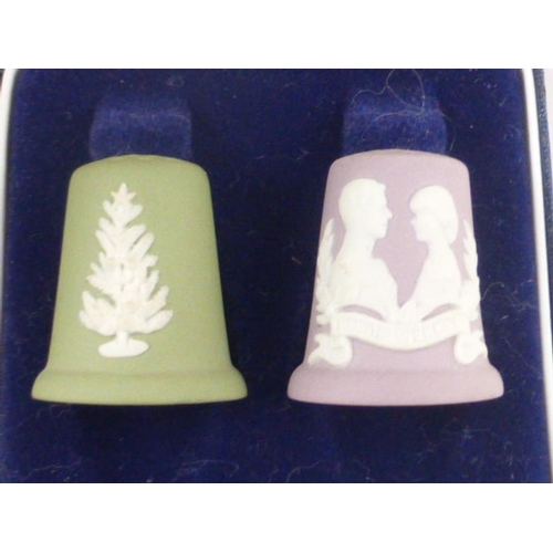 18 - 6 Wedgewood Jasper Ware Thimbles in 3 Wedgewood Boxes. 2 per box