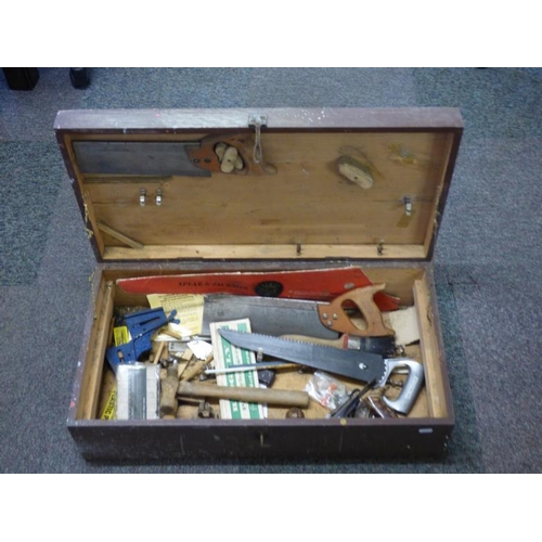 701 - Wooden tool chest complete with contents