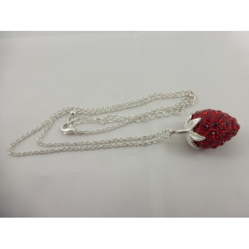 29 - A Crystal style strawberry pendant on chain