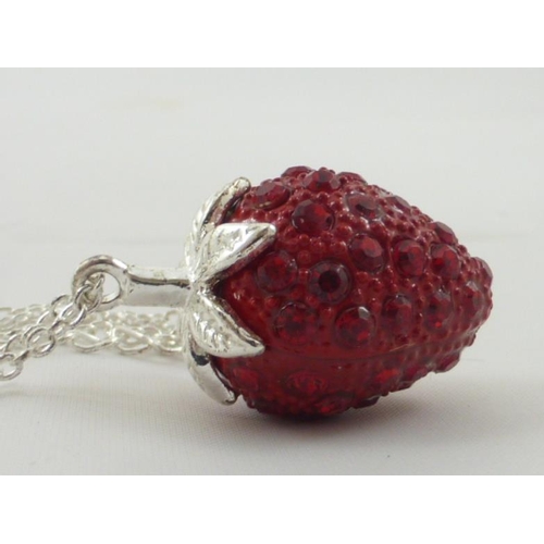 29 - A Crystal style strawberry pendant on chain