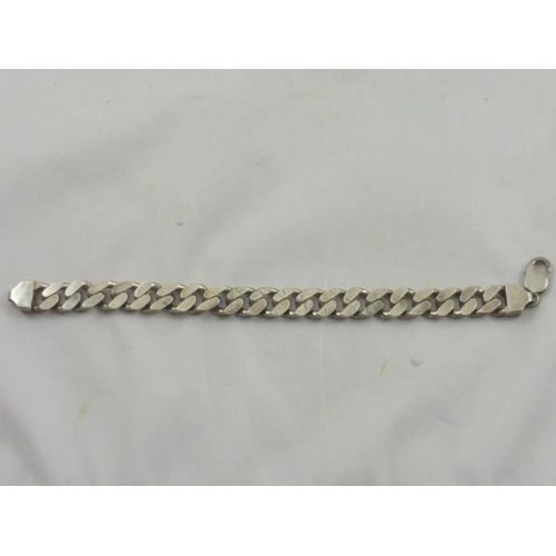 46 - Heavy 925 Silver Curb Link Bracelet Marked 925 (60 Grams)