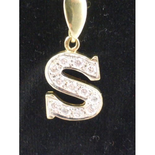 47 - DGL 375 Gold Necklace with Letter S Diamond Studded  Pendant (Total Weight 10 Grams)