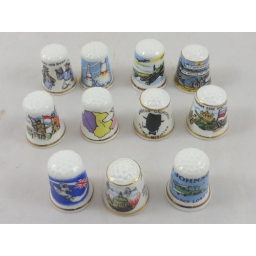 61 - Eleven Royal Etruria collectors commemorative collectors thimbles includes Amy Johnson flight, and t... 