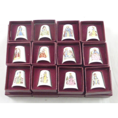 64 - Twelve individually boxed Royal Grafton Kings and Queens Thimbles