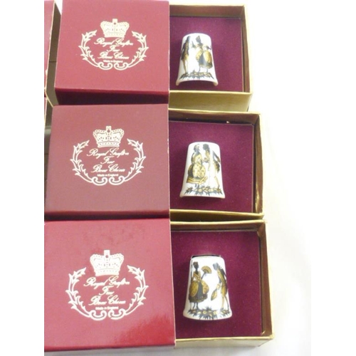 71 - Set of 6 Royal Grafton China Thimbles, featuring dances