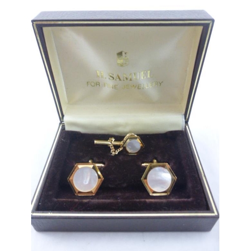 74 - Pair of cufflinks and matching tiepin in presentation box