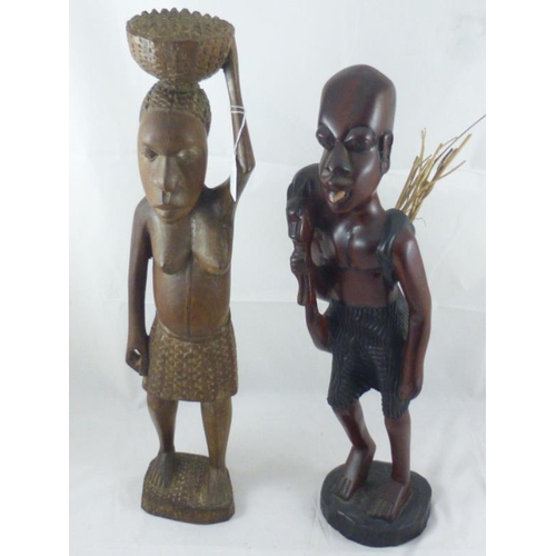 97 - Pair of African Figures Male and Female workers approx. 56cm & 59cm