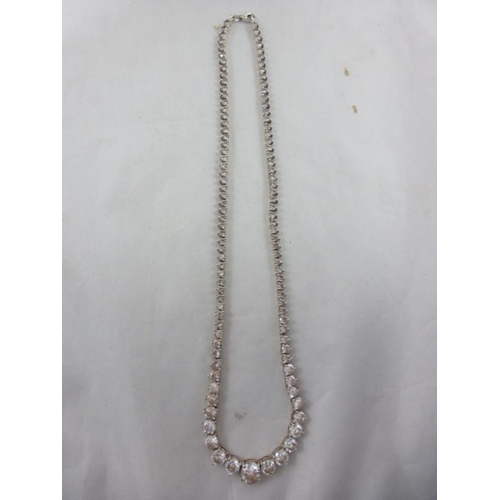 98 - Silver 925 Necklace with Graduated Stone Decoration