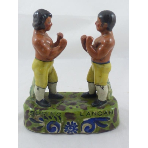 103 - Staffordshire boxers Figure depicting Spring and Langan