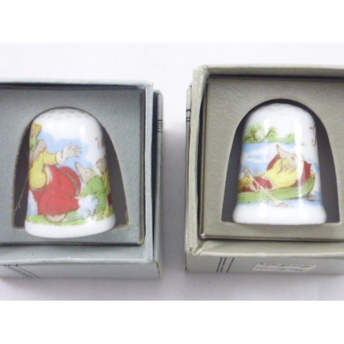 108 - Four individually boxed wind in the willows collectors thimbles by Caverswall