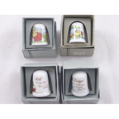 108 - Four individually boxed wind in the willows collectors thimbles by Caverswall